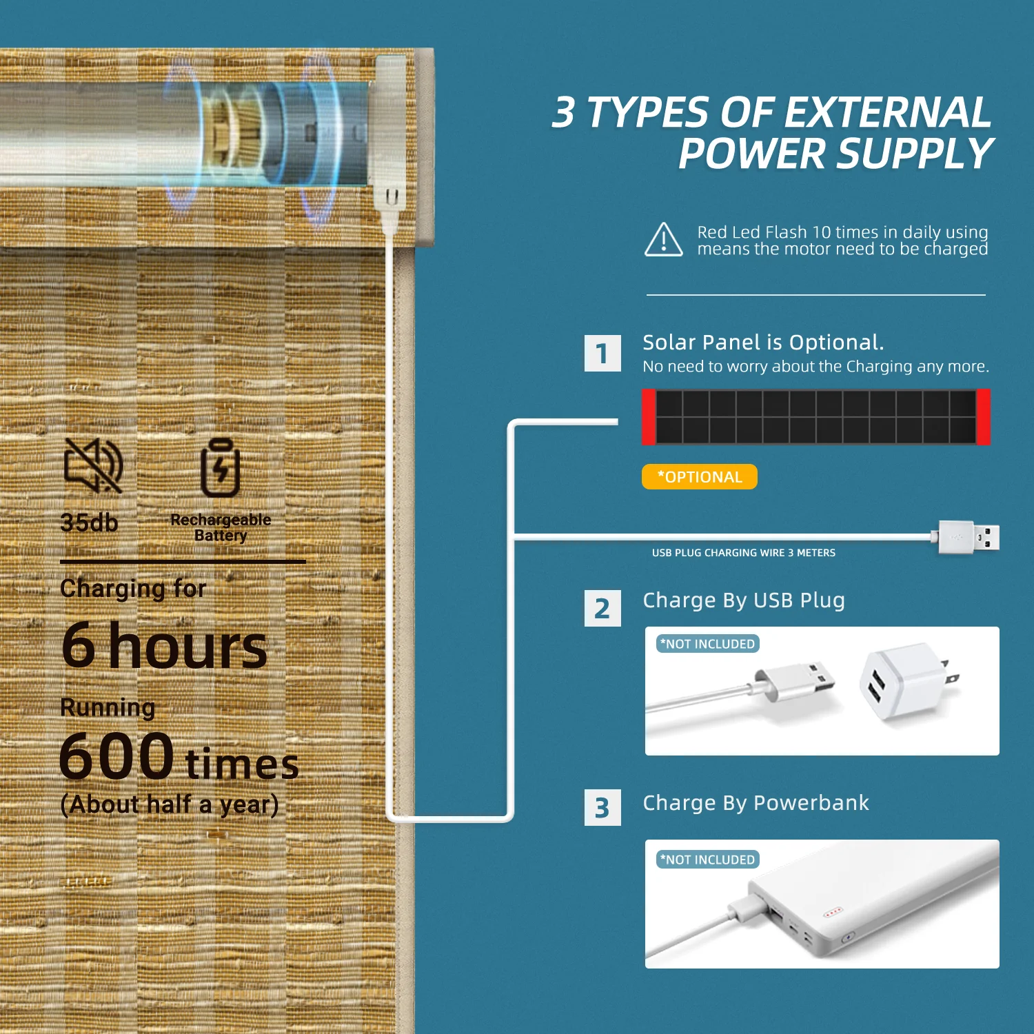 SmartWings Motorized Woven Wood Shades 50%/70%/100% Blackout Orithyia - Image 7